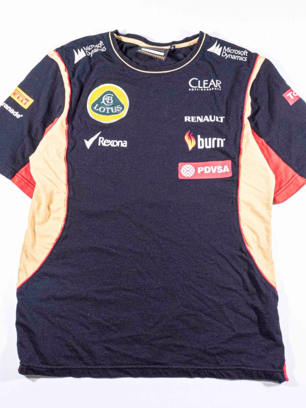 Vintage Lotus F1 Team Renault T-Shirt Mens Medium Formula 1 Racing Black Gold